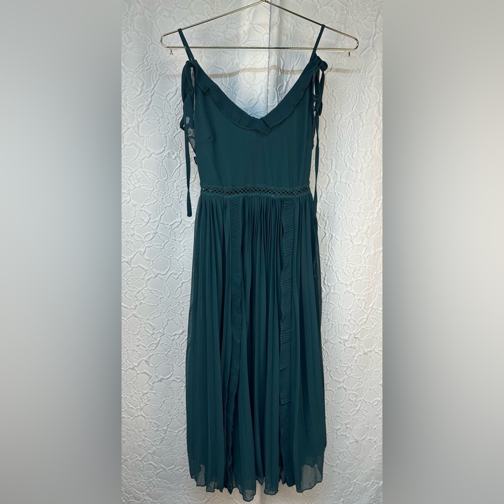 Lulu's Teal Midi Dress with Ruffle Detail (XXS)‼️NWT‼️